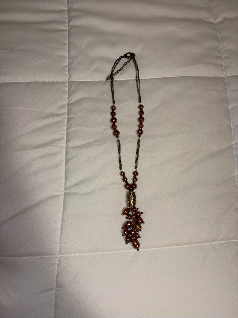 Elegant Brown Pearl Cascade Pendant Necklace - Women Jewelry
